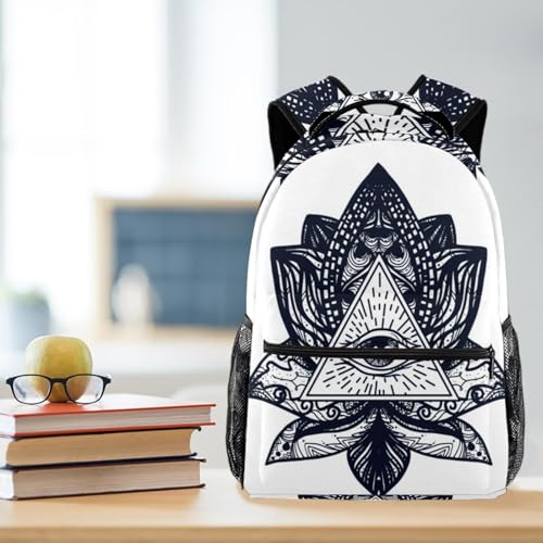 Sac à dos d'école motif œil et triangles 29.4x20x40cm