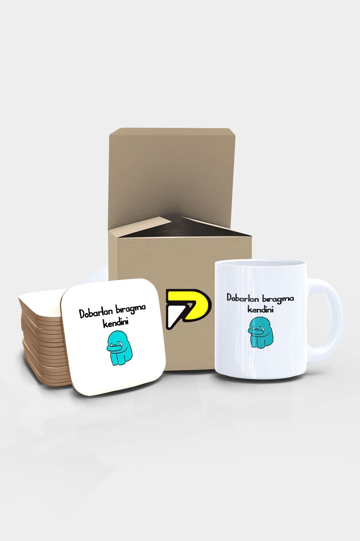 Postermanya Dobarlan Bıragma Kendini Komik Tasarımlı Baskılı Kupa Bardak Seti, Eğlenceli Özel Hediye Mug