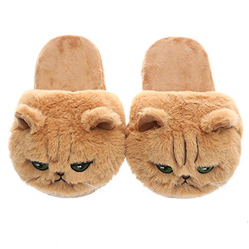 Millffy Unisex Kids Girls 3D Big Head Realistic Kitty Cat Womens Tabby cat Plush Fuzzy Slippers Ladies House Slippers2