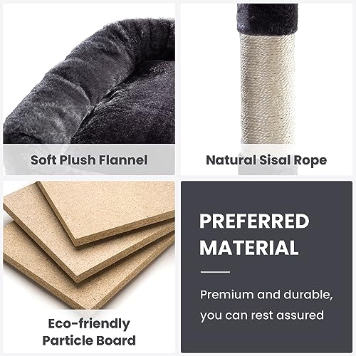Image of SHA CERLIN 68 Inches Multi-Level Large Cat Tree for Large Kitties /Big Cat Tower with Condo /Cozy Plush Pussycat Perches /Sisal Scratching Posts and Hammocks /Activity Center /Dark Grey
