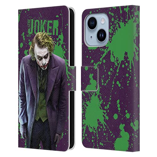 Coque iPhone 14 Plus portefeuille cuir The Dark Knight art graphique
