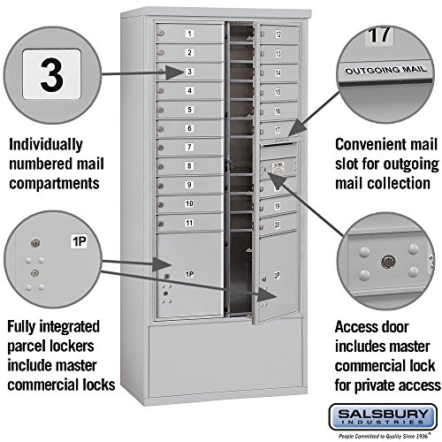 Salsbury Industries 3916D-20AFP Free Standing Horizontal 4C Mailbox, Aluminum