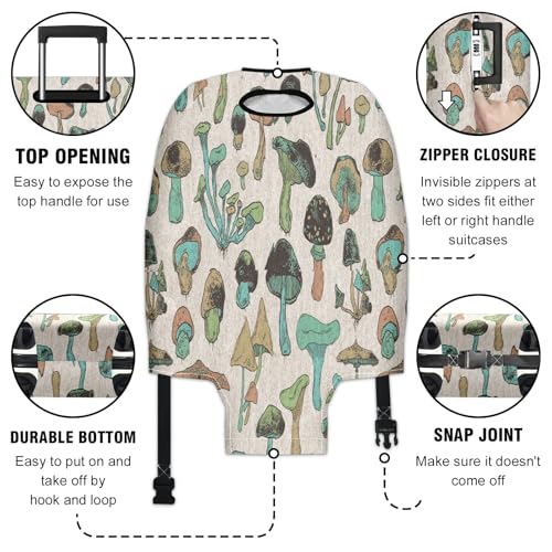 Travel Luggage Cover Suitcase Protector Scratch-Resistant Fit, Not Included Suitcase Mushrooms L3