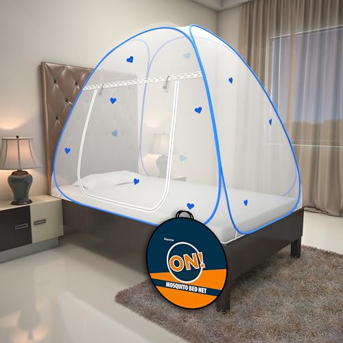 Image of KOLAR Supreme On Mosquito Net for Single Bed|Polyester 30 GSM|Foldable Machardani |Strong and Durable|Tent Type Corrosion Resistant - Blue Color