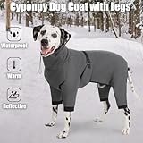Cyponpy Hundemantel mit Beinen Wintermantel Hund Wasserdicht Warm Hundepullover Fleece Hundejacke Reflektierend Reißverschluss Winterjacke Hund Hunderegenmantel Wasserdicht Kleine Mittelgross Hunde