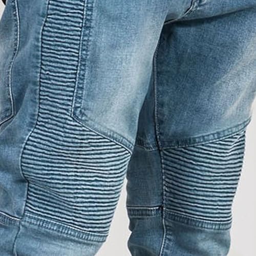 Men's Regular Fit Flex Jeans Biker Deco Washed Denim Pants Slim Fit Motorcycle Skinny Jean4