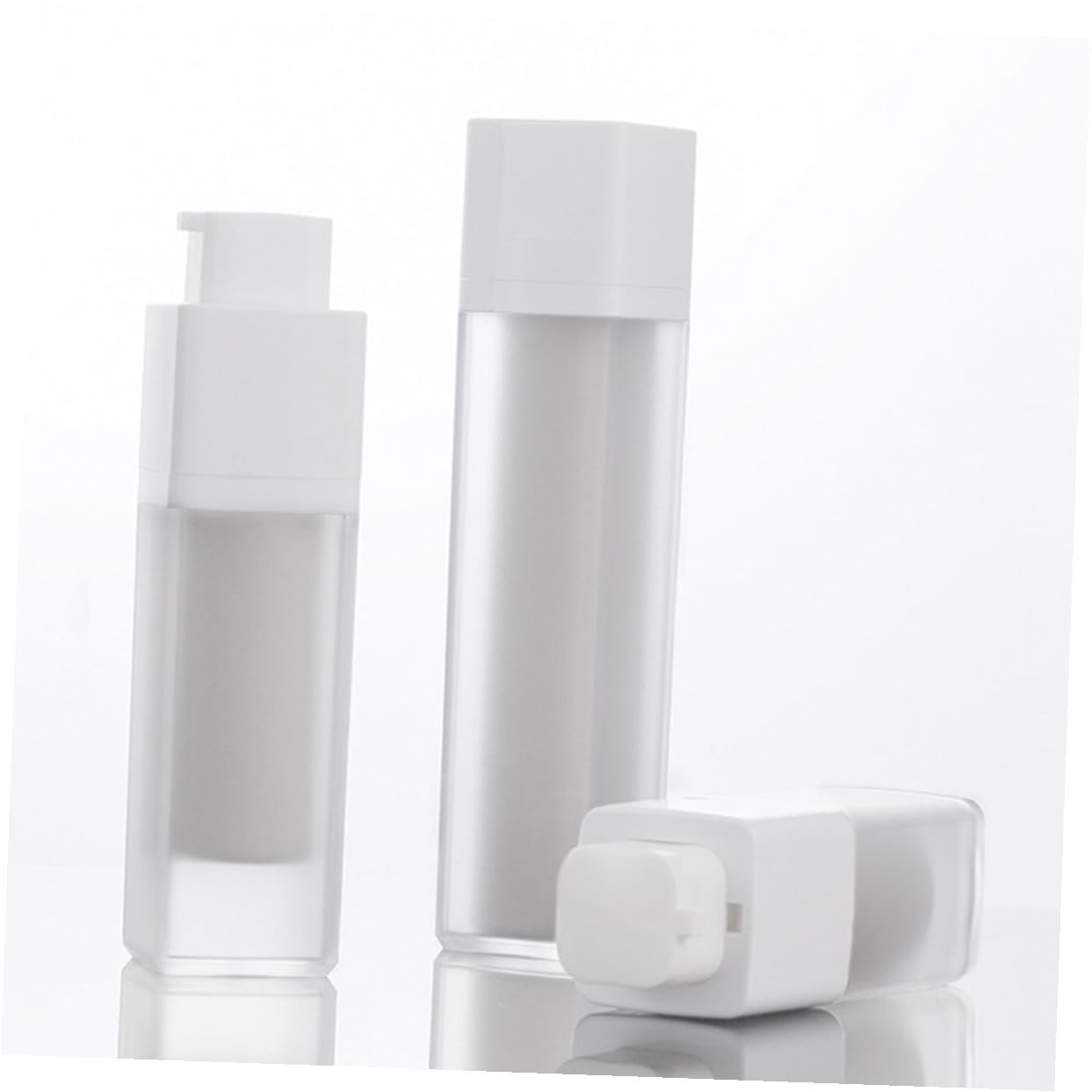 TEHAUX Set 3 Bottiglie Airless da Viaggio 50ml, Dispenser Vuoto per Lozione e Crema, Materiale As e Pp, Facili da Conservare per Palestra e Cena