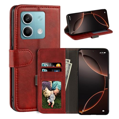 UOGNADGD ���U�[�t���b�v�J�o�[ Xiaomi Redmi Note 13 5G China �Ƃ̌݊������� �J�[�h�X���b�g�t���E�H���b�g�P�[�X�A�}�O�l�b�g�N���[�W���[�A�L�b�N�X�^���h�ARFID�ϏՌ��t�H���I (���b�h)