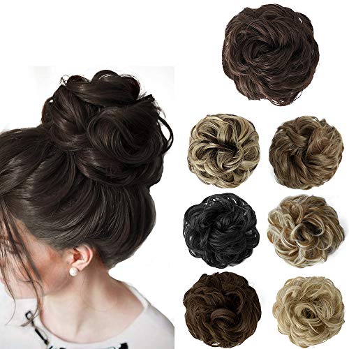 DeeThens Messy Hair Bun Curly Wavy Messy Hair Piece Elastic Rubber Band Extensions Hairpiece Synthetic Ponytail Hair Scrunchies for Women