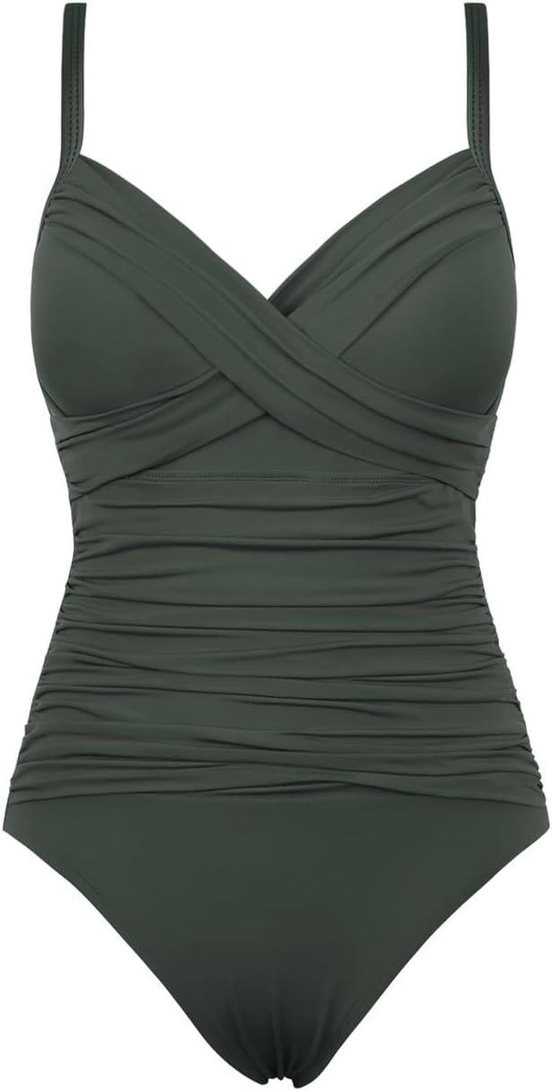 Hilor Women's Ruched Underwire One Piece Swimsuit Front Twist Swimwear Tummy Control Bathing Suit Monokini - Image 7