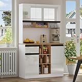 meubles cuisine laque PARTIE INFÉRIEURE PRATIQUE ET SÛRE : pour une tranquillité d'esprit totale ! Le buffet comporte, à gauche, 1 tiroir et 1 armoire avec porte. À droite : une grande armoire avec porte. Au centre : un système d'étagères ouvertes avec des séparateurs décalés, pour ranger la vaisselle, les verres ou les livres de cuisine. Ce buffet est équipé d'un dispositif anti-basculement professionnel qui garantit sa stabilité.