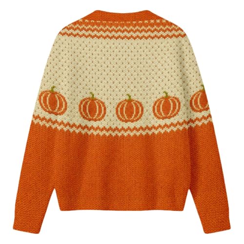 Cardigan for Women Pumpkin Halloween Sweater Button Up Knit Coat - image 4