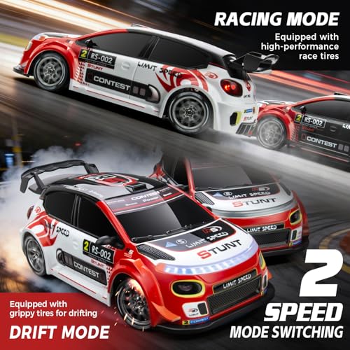 Image of RC Drift Car, Red Racing Livery 1 /24 Remote Control Car for Adults | 20KM /H 4WD Low /High Speed RC Cars with LED Lights, Extra Drifting Tires, Vehicle for Kids Boys Girls Beginners Indoor Outdoor