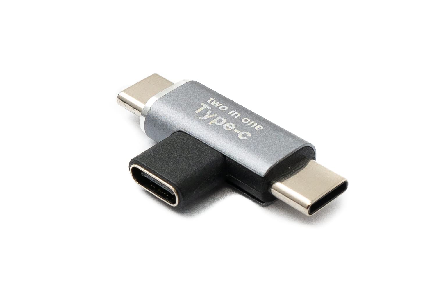 System-S USB 3.1 Y adapter typ C gniazdo na 2 x wtyczka kątowa kabel w kolorze szarym
