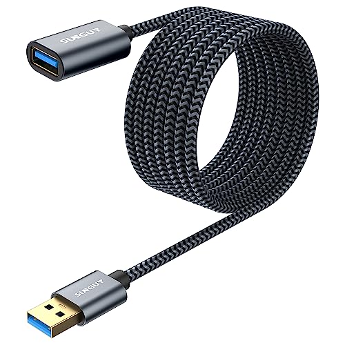 SUNGUY 5Gbps USB 3.0 Extension Cable 10FT, USB A Male to Female Extension Cord, USB Extender High Data Transfer Braided Compatible for Hard Drive, Flash Drive, Keyboard, Mouse, Printer, Camera, Xbox
