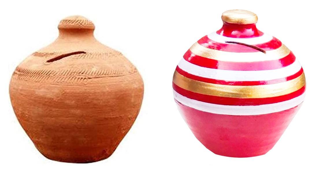 Jetwals Mitti Ki Gullak Clay Gullak Large Coin Bank (Gift for Kids) Coin Bank Colorful (RED and Brown Pack of 2) (B0CQWGLRQY) Amazon Price History, Amazon Price Tracker