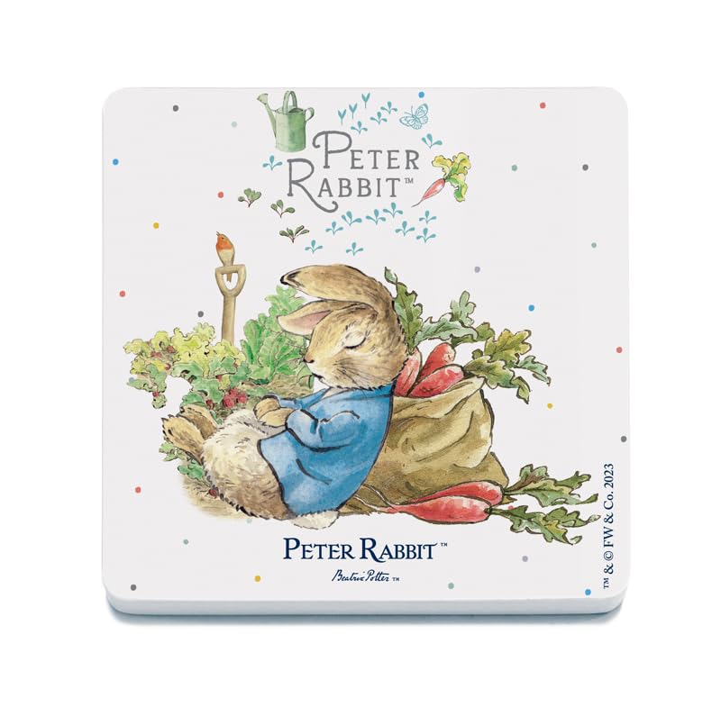 Decorative Coaster (10 x 10 cm) - Beatrix Potter - Peter Rabbit Sleeping with Carrots