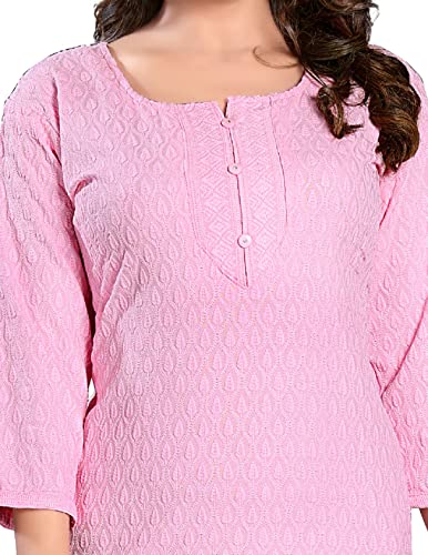 Image of DREAM & DZIRE Chikankari Kurti for Women of Cotton in Plus Size & Small Size.