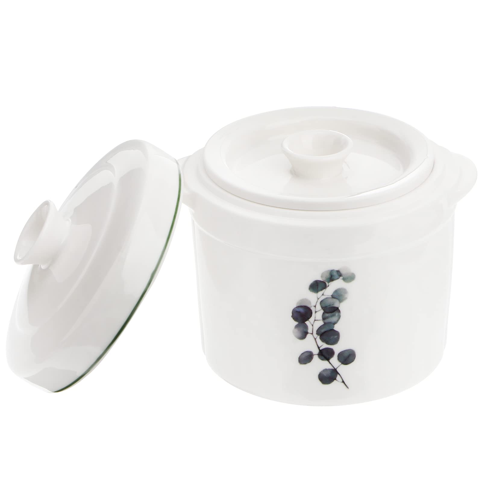 Zerodeko Ensemble d'ustensiles de cuisine en céramique avec couvercle, petit bol à soupe à vapeur, tasse à vapeur pour la maison, la cuisine, la crème aux œufs, bol à apéritif (13,50 x 13 x 13 cm)