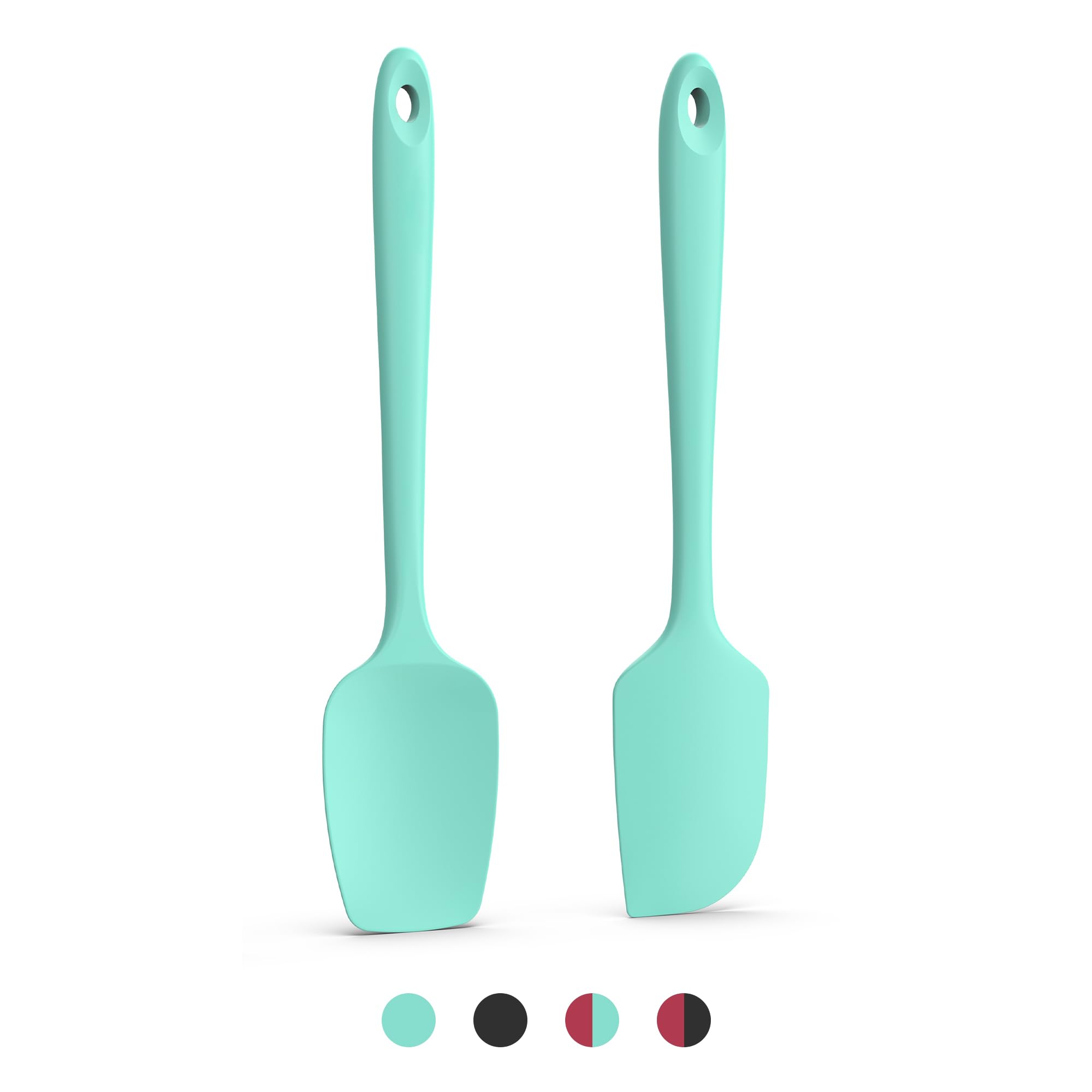 Doosu Silicone Scraper & Spoon Spatulas Set of 2, 315℃ Heat Resistant Food Grade Flexible Cooking Spoonula Non-Stick Kitchen Utensils for Mixing Scraping Stirring Serving Folding (Aqua Sky)
