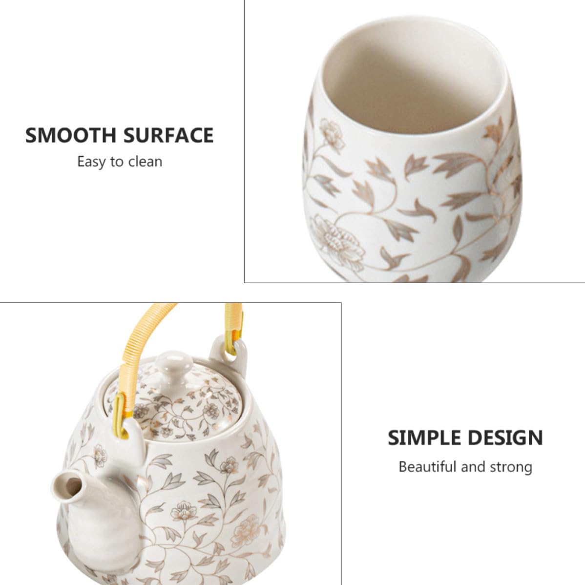 LABRIMP Théière Simple en Céramique Blanche 950ml Tasses à Thé