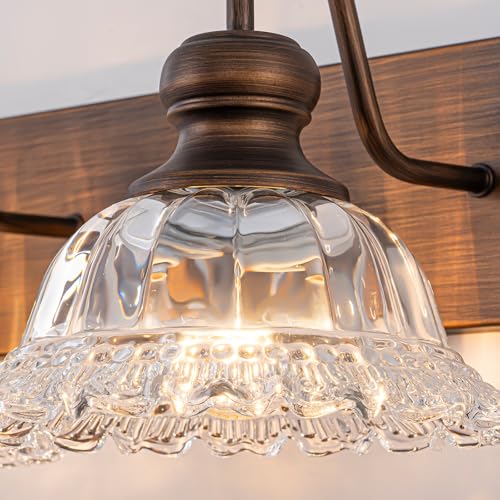 Image of EDISLIVE ORB 4-Light Vintage Vanity Light for Bathroom Bath Wall Light Fixture with Clear Flower Glass Shades 33.74 inch E26 Antique Wall Sconce for Bedroom Hallway Living Room Vanity Mirror