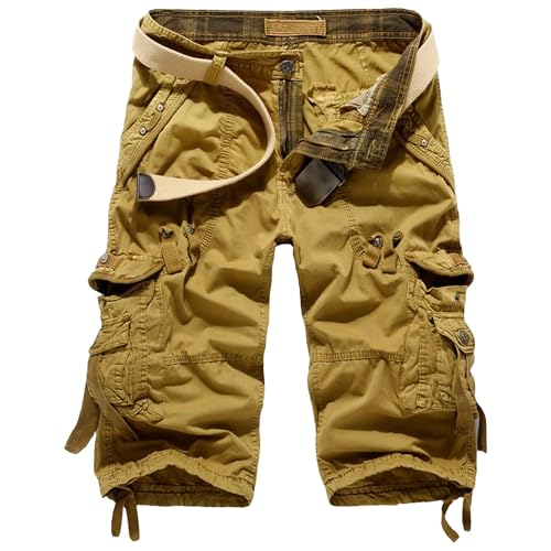 Short d'entraînement militaire kaki taille 36 ample et décontracté pour homme