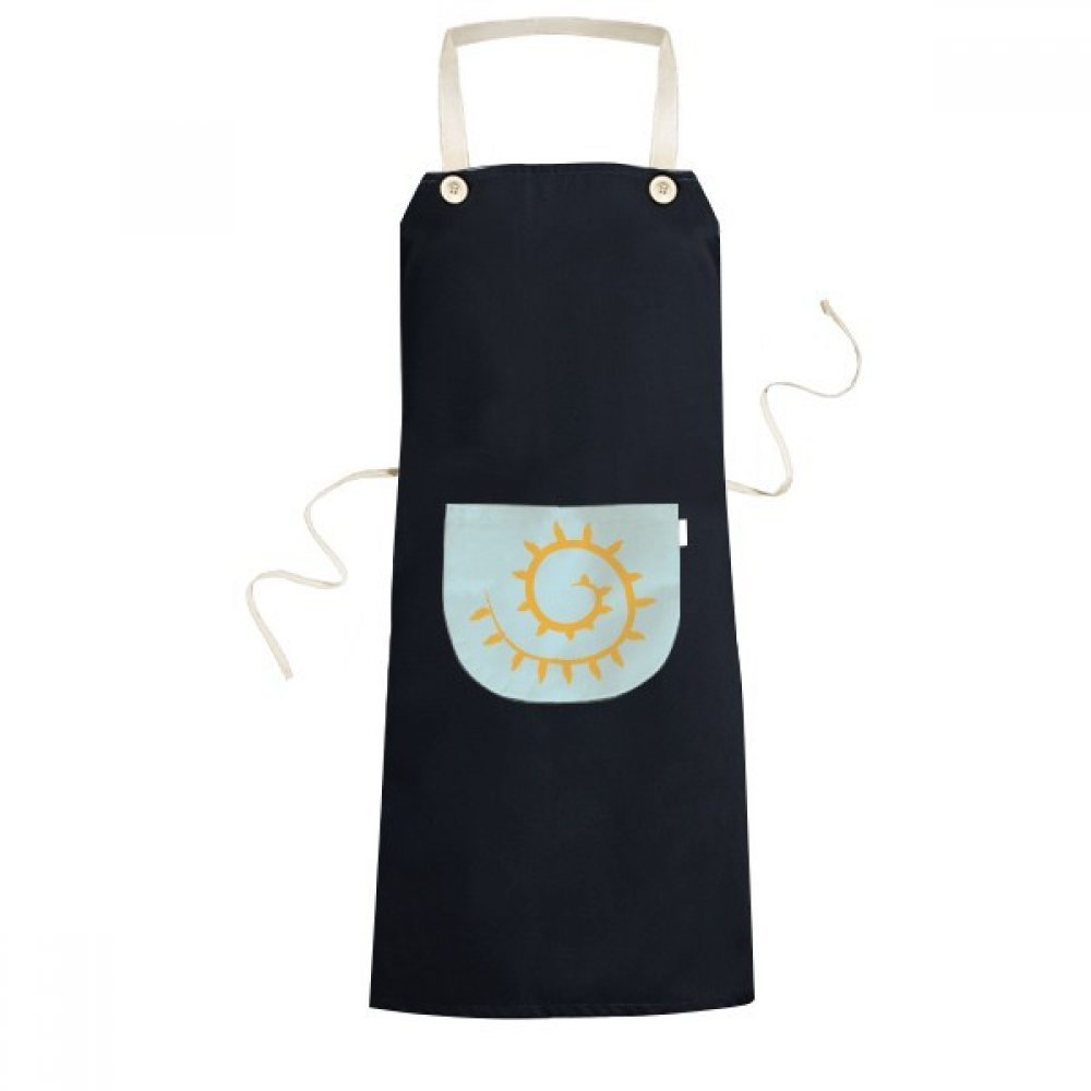 Tablier de cuisine réglable avec motif soleil et feuilles de vigne noir 70x67cm
