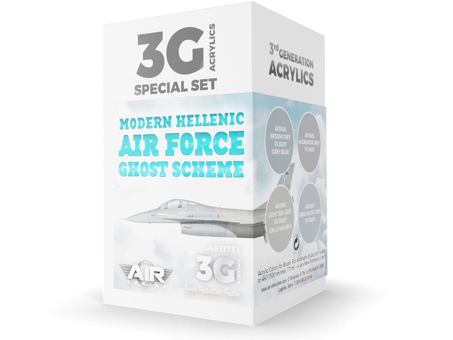 AK Interactive Acrylics 3Gen AIRCRAFT SET 11753 Modern Hellenic Air Force Ghost Scheme SET 3G (4x17ml)
