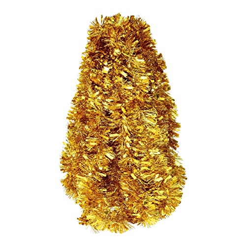 ANGIX 2m Christmas Tinsel Garland Metallic Gold Shiny Tinsel Garland for Christmas Tree Decoration Xmas New Year Party Indoor & Outdoor Home Decoration
