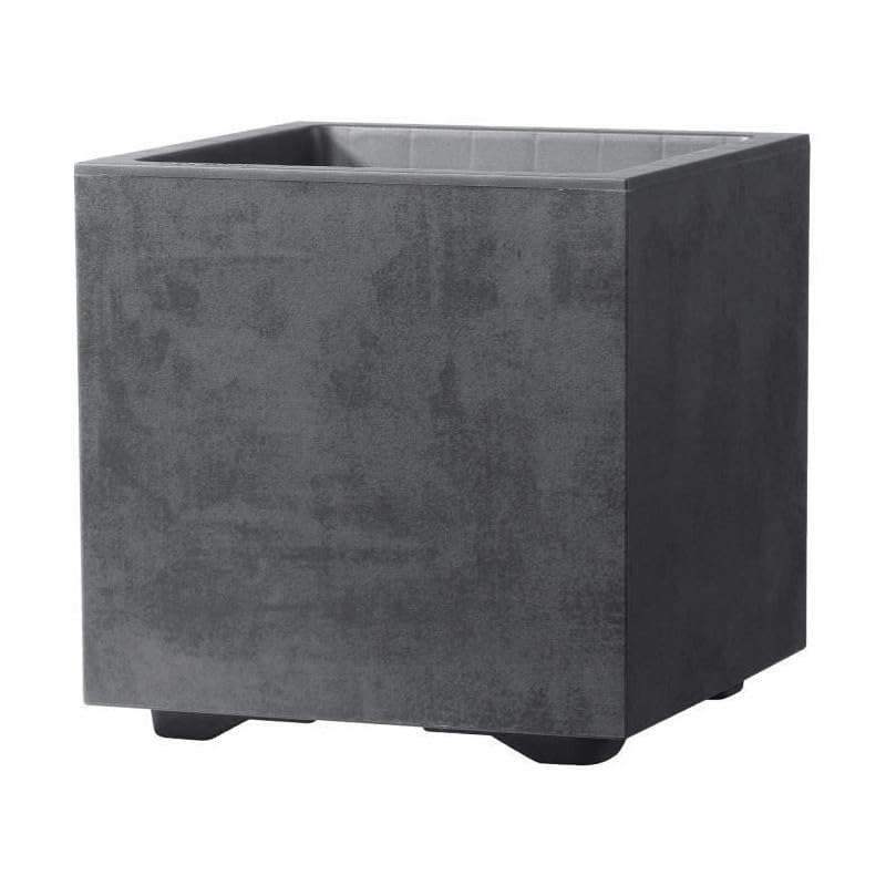 Deroma Pot de Fleur Cube Millennium R - Anthracite - A réserve d'eau - 25 cm