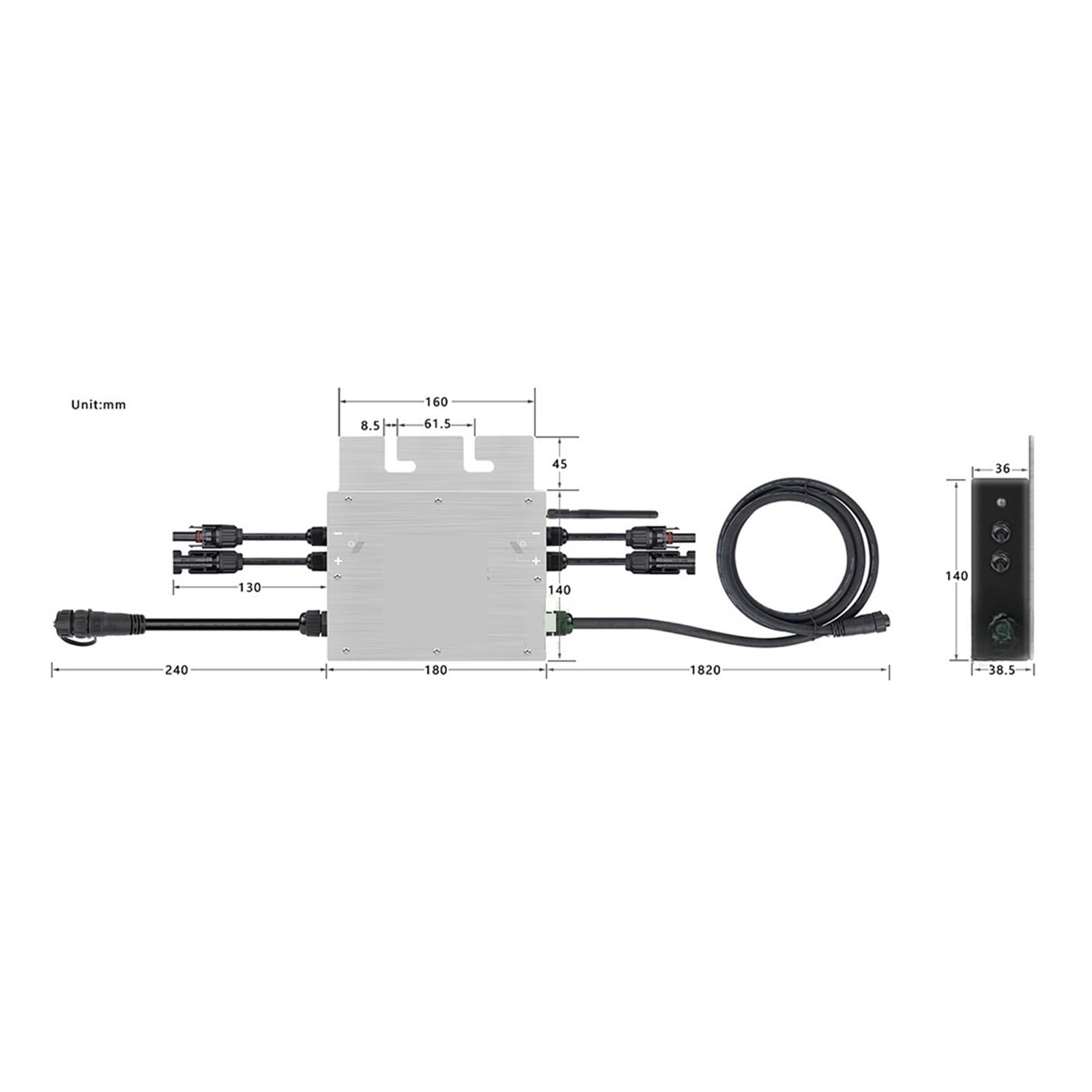 micro inverter fotovoltaico in rete Inverter solare 80-280 V CA con abbinamento automatico, spedizione dalla Spagna, inverter solare da 400 W e 700 W, IP65 MPPT, inverter di rete, inverter da 24 V, 36