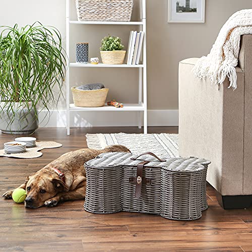 Image of Bone Dry Pet Storage Collection Toy Basket, Medium, 21x13x8 inch, Gray Plastic Wicker