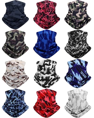Image of Cuffbow 12 Pack Men Balaclava Neck Gaiter Cooling Breathable Face Mask UV Protection Scarf Hiking Bandana for Men /Women