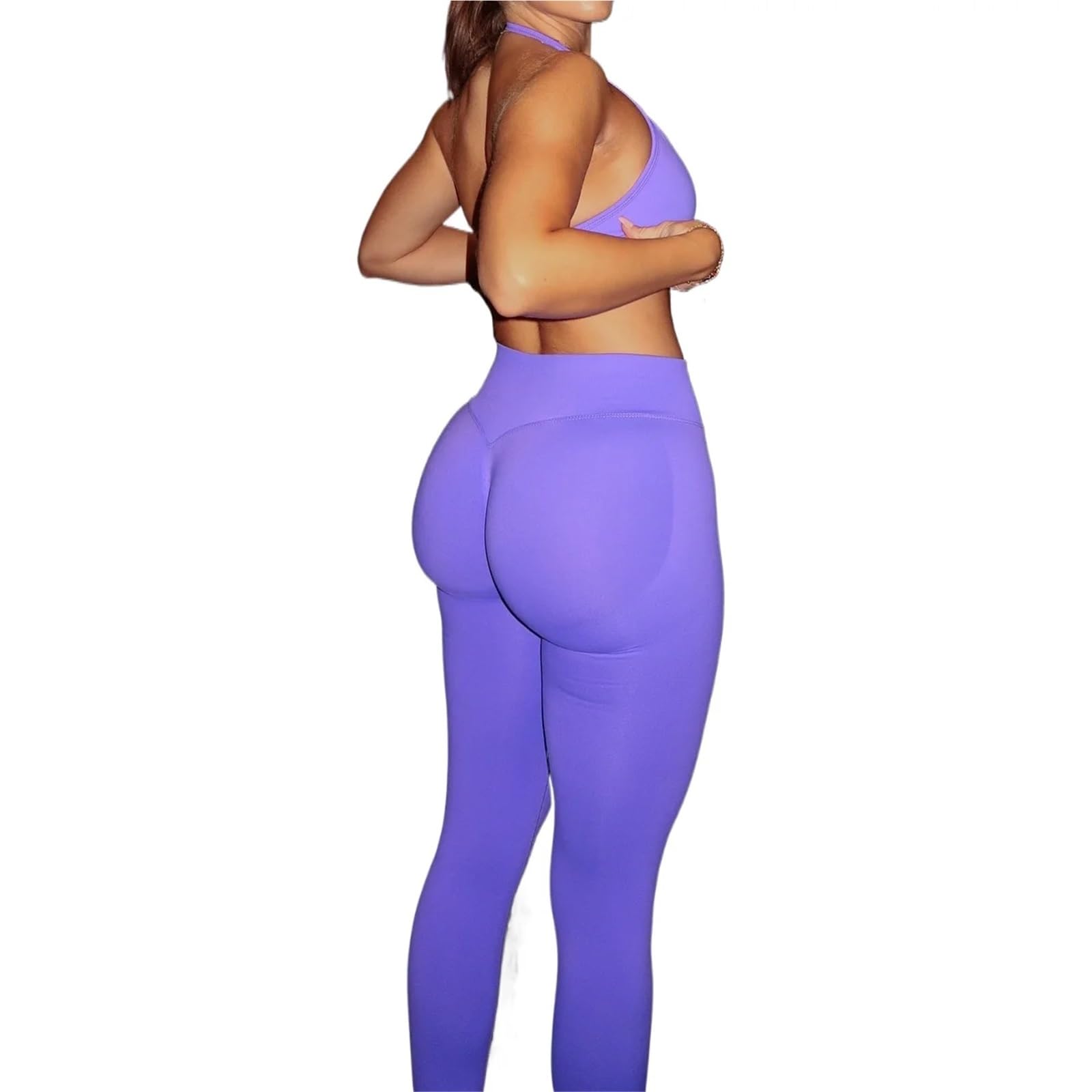 Sport Set Damen 2-teiliges Set mit Riemchen-Yoga-BH, Sport-Top, Workout-Leggings-Set, nahtloses Fitnessstudio-Set, Fitness-Kleidung, Outfit(Color 19,S)