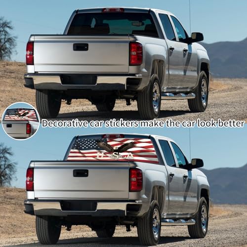 Image of Rear Window Decals for Trucks - 65x17.3 in Back Window Decals Fit Most Pickup Trucks SUV, Vinyl American Flag Back Window Decal Truck Rear Window Graphics for Personalized Decoration