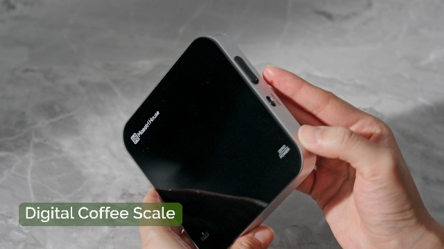 Image of Maestri House Mini Coffee Scale with Timer, USB-C Rechargeable Espresso Scale, 2kg /0.1g Accurate Scale for Espresso and Pour-Over Coffee, Portable Digital Kitchen Scale with Auto Timer (Black & Gold)