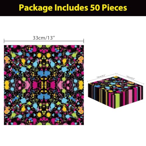 Image of gisgfim 50 Pcs Neon Napkins Glow in Dark Birthday Party Disposable Paper Napkins Decorations Favors for Glow Theme Party