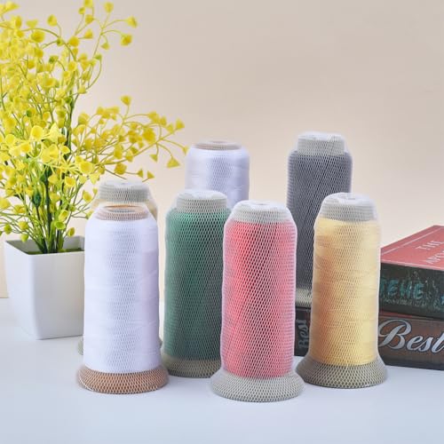GORGECRAFT 100Pcs Thread Net Spool Saver Huggers Cosmetic Makeup Brush Protective Mesh Sewing Thread Cones Nets for Different Sizes of Sewing Quilting Winding Embroidery Machines White 15x2cm - Image 4