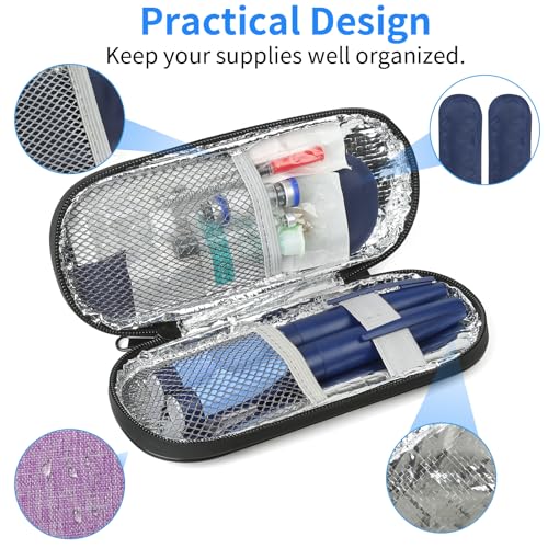 Image of Insulin Pen Cooler Travel Case with 2 Reusable TSA Approved Ice Packs, Diabetic Medication Insulated Cooler Bag for Insulin Pens and Other Diabetic Supplies Storage Purple
