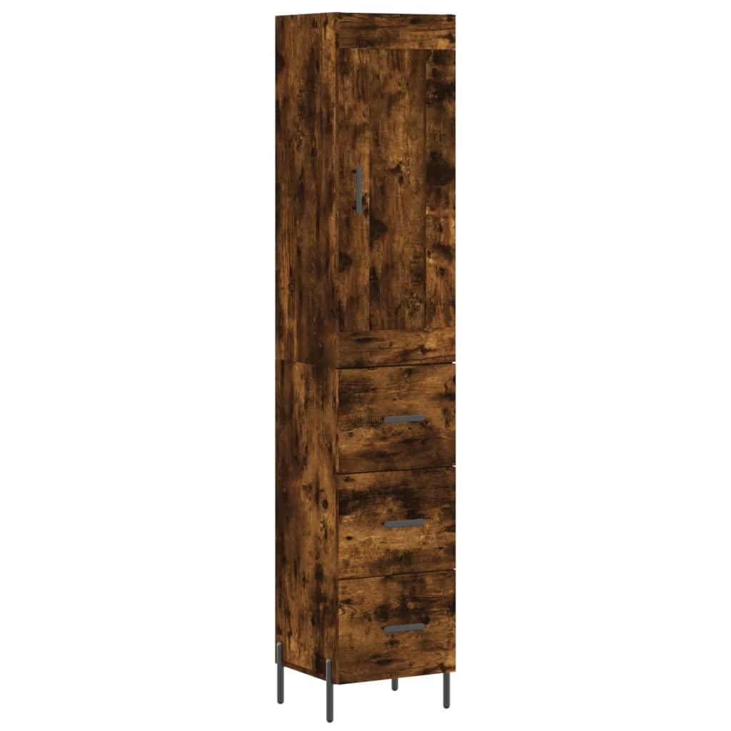 Highboard armario alto de madera en el salón moderno para organizar rincones estrechos del hogar