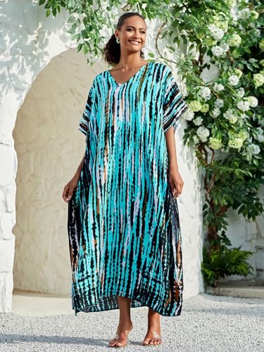 Image of Kaftan Dresses for Women Plus Size Bathing Suit Cover up Caftan Maxi Beach Dresses