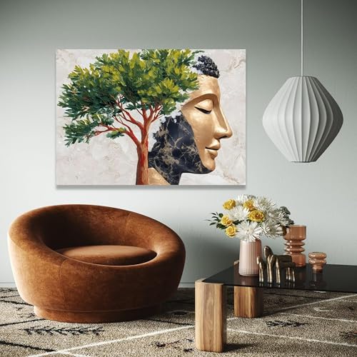 Impression d'image murale Bouddha doré grande toile zen sans cadre