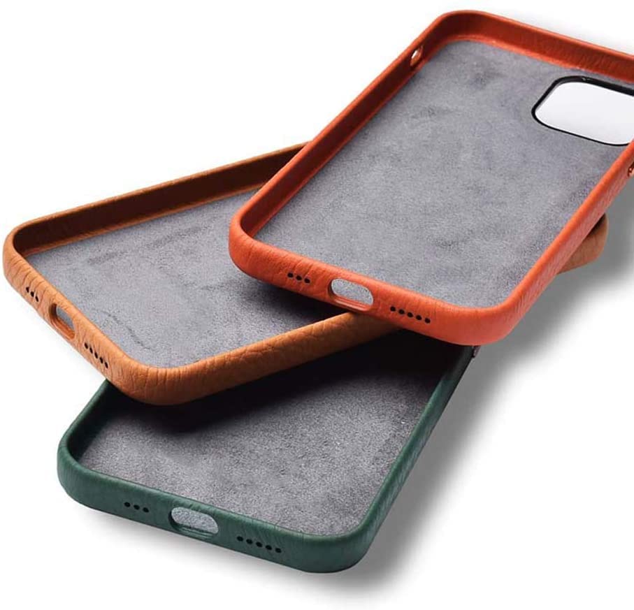 Funda iPhone 12 de cuero naranja antichoque de 6.1 pulgadas carcasa resistente a arañazos 2020 5