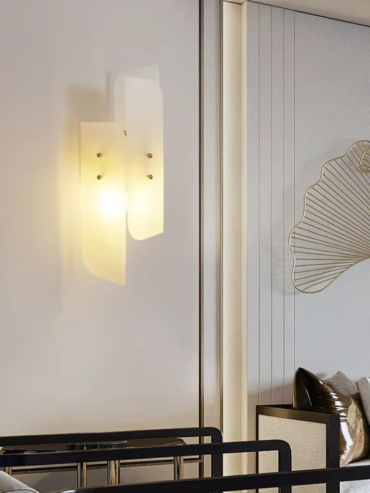 ASerZenith All Copper Marble Wall Lamp Living Room Background Wall Corridor Minimalist Atmosphere Bedroom Bedside Lamp,Cool White