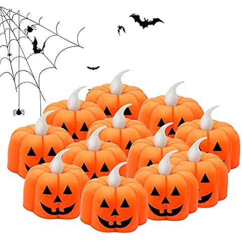 12PCS Pumpkin LED Tealights for Halloween Cover