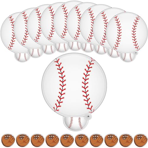 RattanView 20 Pcs Baseball Foldable Hand Fan with Bag 7.87 Inch Handheld Folding Round Portable Collapsible Purse Fan for Travel Outdoor Activities Sports Party Favors