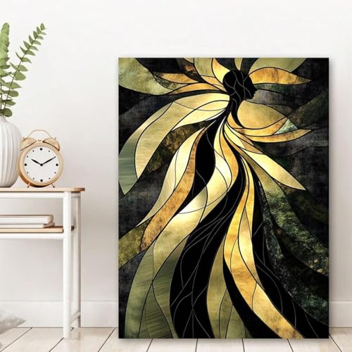 Impression sur toile abstraite or et noir 60x80cm pour salon - 2