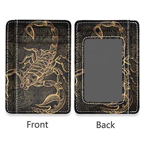 OTVEE Scorpion Tattoo Slim Minimalist Wallet Rfid Blocking Card Wallets PU Leather Front Pocket Wallets2