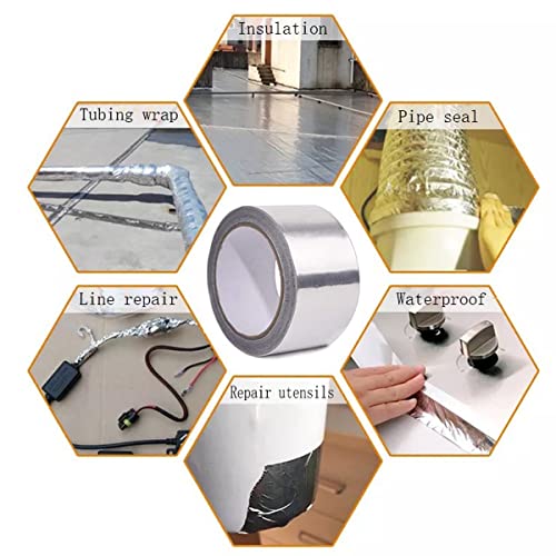 Image of Aluminum Foil Tape, AC Air Conditioner Sealing,2 inch x 65 Feet (3.9mil) Heat Resistant Tape Insulation Tape for ducts Water Heater HVAC
